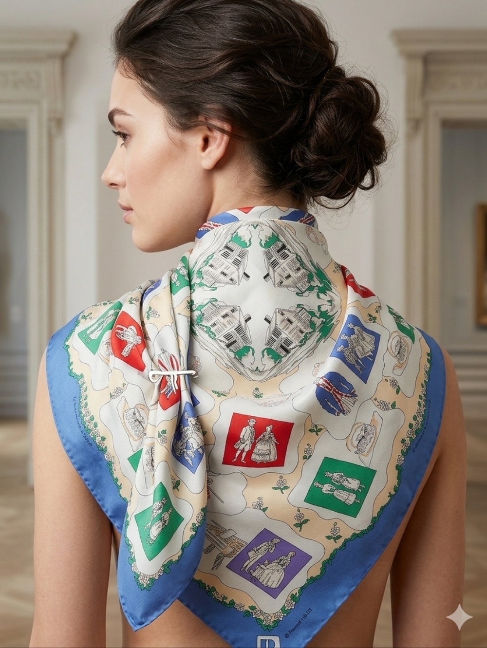 Realtor Association " Within These Walls" Silk Printed Square Scarf in Cream